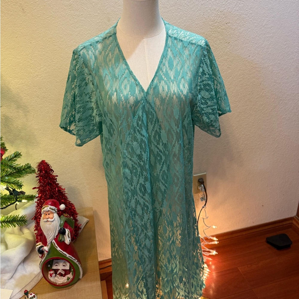 Crazy Train Turquoise Lace Kimono